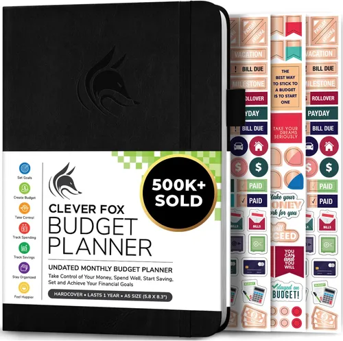 Vista 14 de Clever Fox Planificador de presupuesto de bolsillo, mini cuaderno de seguimiento de gastos. Organizador de presupuestos mensual, cuaderno