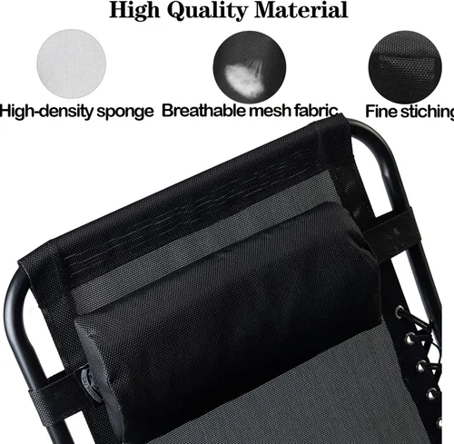 Vista 4 de Ostlttyn Almohada de Reemplazo para Silla de Gravedad Cero, Negra, 14.3x6.7x2.3 pulgadas, Relleno de Espuma, Estilo Moderno, Soporte para la Cabeza