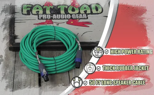 Vista 8 de Fat Toad Cable Speakon a Speakon de 50 pies (Serie Twist-LockPRO) – Cable verde de 12 AWG con conector para equipo de estudio, DJ y escenario
