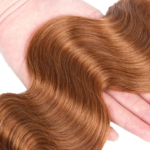 Vista 5 de #30 - Paquete de cabello humano ondulado marrón claro, 12, 14