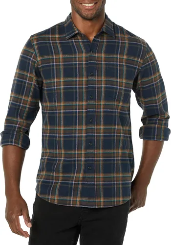 Vista 61 de Amazon Essentials Camisas de franela de manga larga para hombre, corte ajustado, a cuadros con botones