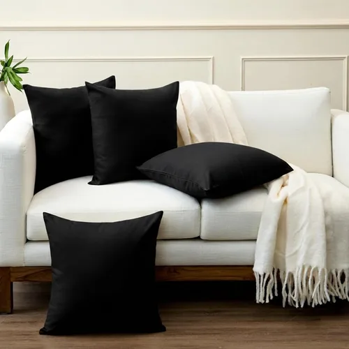 Vista 9 de Encasa Homes - Juego de 2 fundas de almohada, 16 x 16 pulgadas, lona de algodón teñidas, cuadradas, decorativas, para sofá, silla, cama y hogar Azul