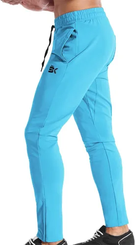 Vista 3 de Brokig - Pantalones deportivos con cremallera para hombre, pantalones casuales para entrenamiento y gimnasia, cómodos pantalones de chándal