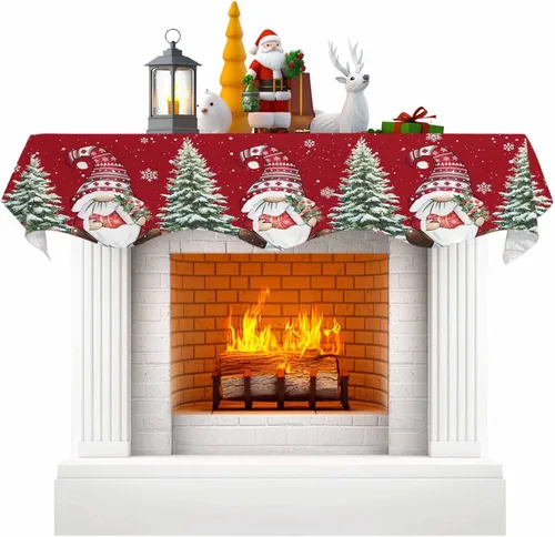 Vista 11 de Funda para bufanda de chimenea con diseño de muñeco de nieve azul para Navidad, Halloween, Acción de Gracias, otoño, decoración de interiores