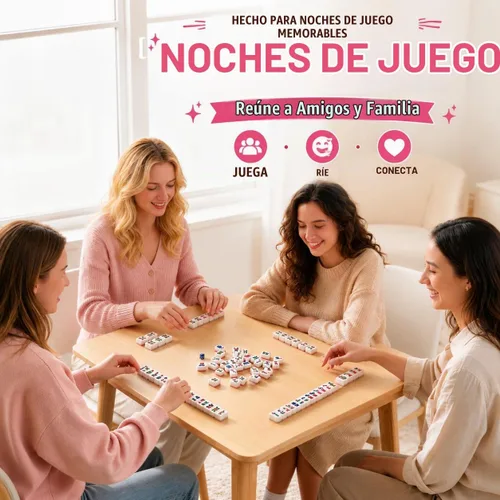 Vista 9 de Azulejos Mahjong americanos de 1.2 pulgadas, 166 azulejos blancos Rosa