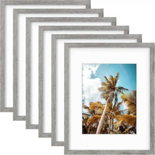 Vista 133 de Frametory, Marco de fotos de 11 x 14 pulgadas con paspartú para fotos de 8 x 10 pulgadas, moldeado ancho de vidrio de alta definición, accesorios