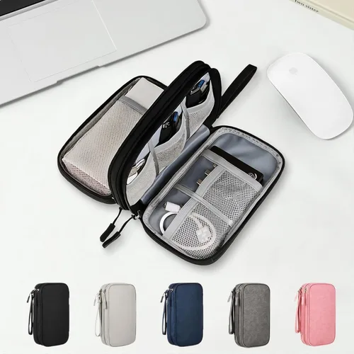 Vista 8 de Bolsa organizadora de accesorios digital, portátil de doble capa impermeable, adecuada para una variedad de accesorios digitales, almacenamiento