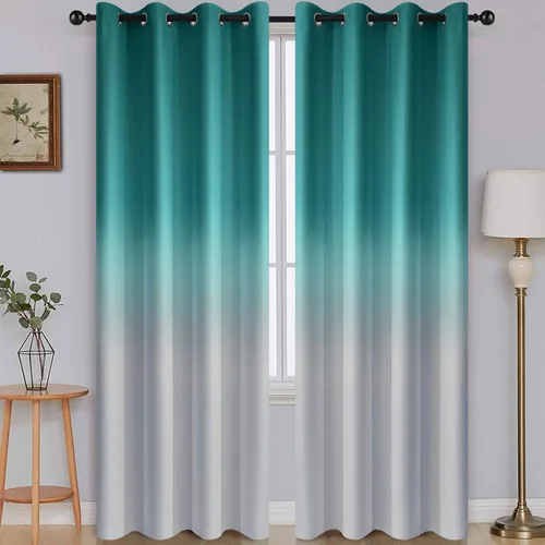 Vista 75 de SimpleHome Cortinas degradadas degradadas para oscurecer la habitación de 36 pulgadas de largo para dormitorio, con ojales y bloqueo de luz Negro