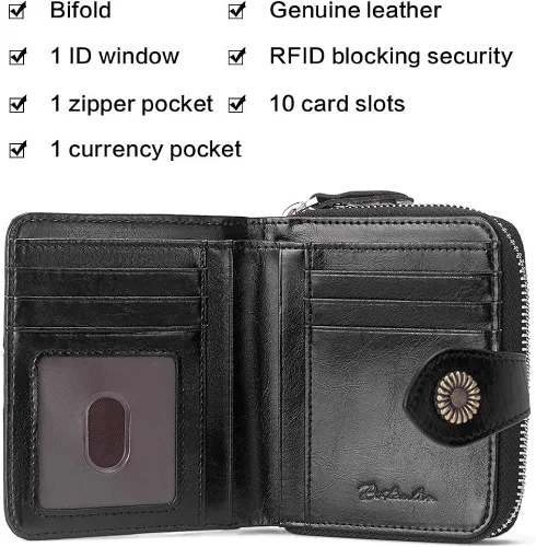 Vista 9 de BOSTANTEN Bolso de cuero para mujer, diseño de asa superior, bolso de hombro, bolso de Crossbody carteras negro y cuero para mujer RFID bloqueo