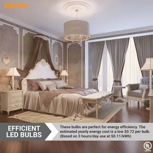Vista 5 de Sunlite Bombilla LED Edison B11 con punta de torpedo 40302, 5 vatios (equivalente a 60 W), 630 lúmenes, base de candelabro E12, filamento de vidrio