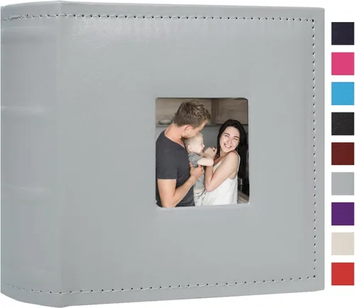 Vista 12 de Álbum de fotos pequeño de 4 x 6 pulgadas, 100 bolsillos con espacio de escritura, cubierta de cuero, libro de fotos con capacidad para fotos de 4 x