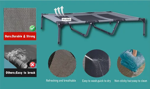 Vista 2 de Cama elevada extragrande para perros con dosel, tela Oxford duradera, a prueba de mordidas, impermeable, elevada, portátil, para campamento