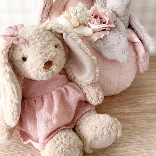 Vista 7 de MON AMI Bettie Bunny - Animal de peluche para niños pequeños, juguete de peluche de conejo suave de 12 pulgadas en vestido rosa con lazo, peluche