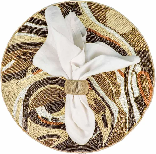 Vista 2 de Trunkin - Manteles individuales bordados de tela y vidrio natural de 14 pulgadas, color negro, 2 piezas, manteles individuales para mesa de comedor