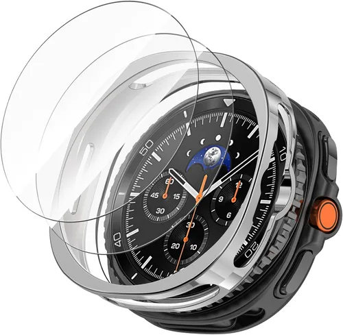 Vista 11 de Miimall [Paquete de 2+1] Funda y protector de pantalla para Samsung Galaxy Watch 8 Classic de 1.811 pulgadas, carcasa protectora chapada en TPU Negro