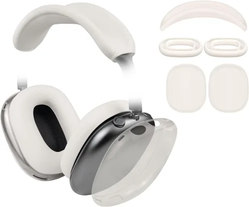 Vista 10 de Kit protector SOULWIT para AirPods Max, cubierta de diadema + protector de estuche de TPU + cubierta de almohadillas de silicona, accesorio Negro