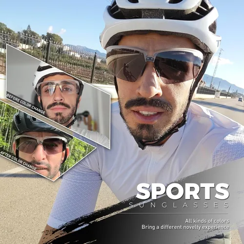 Vista 2 de SCVCN Gafas de sol deportivas fotocromáticas para ciclismo, gafas transparentes para hombres y mujeres, protección UV400, MTB BMX, pesca, correr, S86