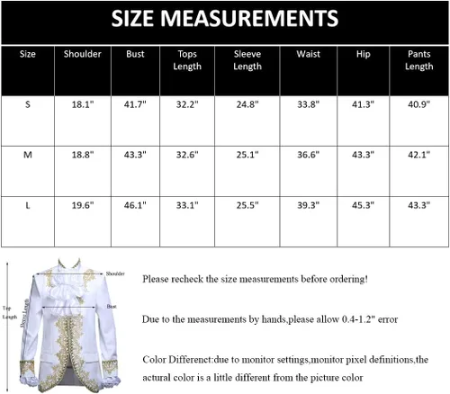 Vista 3 de Mens Prince Charming Costume Royal Tuxedo Luxury Dress Blazer Pants
