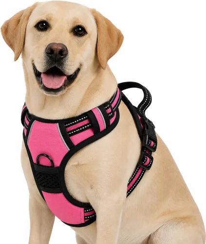 Vista 10 de Arnés para perro sin tirones, arnés reflectante cómodo ajustable con mango de fácil control delantero y trasero, acolchado suave para mascotas