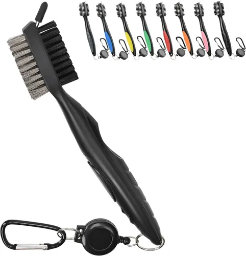 Vista 17 de Mile High Life Cepillo para palos de golf, limpiador de ranuras con cable de extensión retráctil de 2 pies y mosquetón de aluminio, accesorios