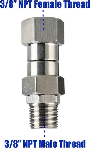 Vista 3 de M MINGLE Conector giratorio para lavadora a presión, rosca macho NPT de 3/8 pulgadas, acero inoxidable, 4500 PSI