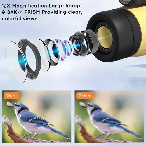 Vista 2 de Telescopio monocular de 12 x 50 de alta potencia para adultos, monocular HD con zoom compacto con adaptador para teléfono inteligente y trípode