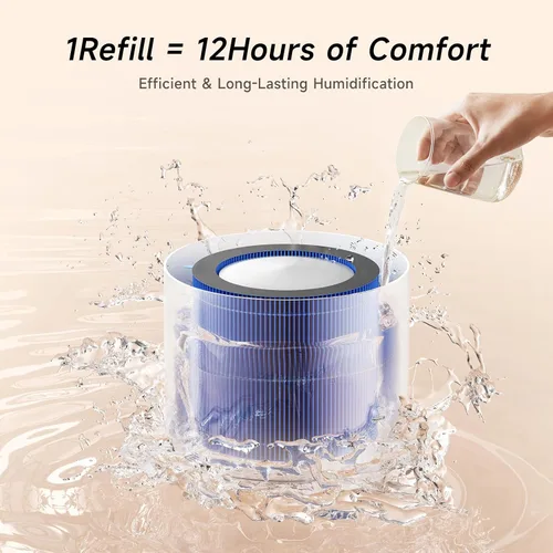 Vista 8 de Afloia Humidificador y purificador de aire en uno, combo de purificador de aire y humidificador evaporativo para el hogar, limpiador de aire