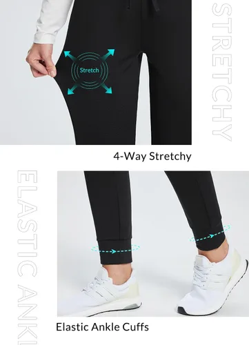 Vista 5 de BALEAF Pantalones deportivos con forro polar para mujer, pantalones de senderismo de cintura alta, resistentes al agua, pantalones térmicos de esquí