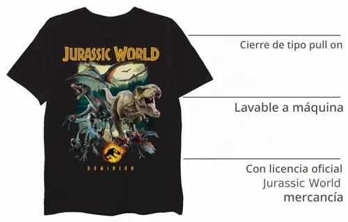 Vista 2 de Jurassic World Camiseta Jurassic World Dominion Raptor T-rex para niño