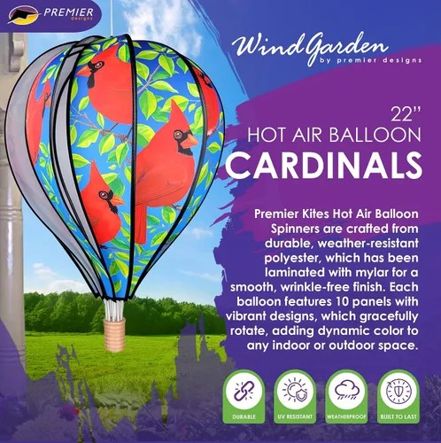 Vista 2 de Premier Kites Globo aerostático de 22 pulgadas - Cardenales