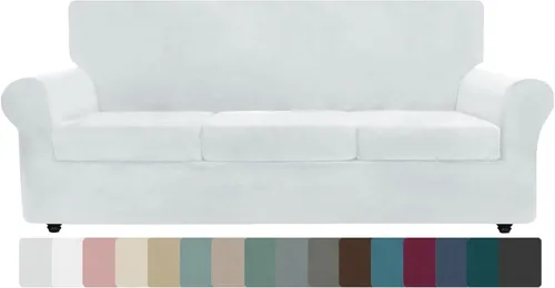 Vista 21 de ZNSAYOTX Fundas elásticas para silla de terciopelo de lujo con brazo, 2 piezas, para sala de estar, funda gruesa y suave, antideslizante, protector