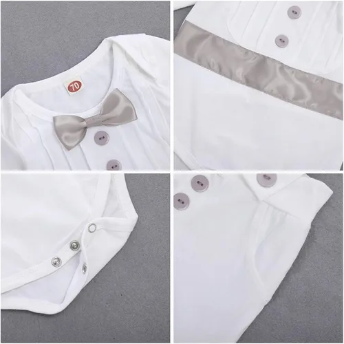 Vista 7 de Conjunto de ropa de 2 piezas para bautizo de bebé y niño, con tirantes, para boda, esmoquin y caballero
