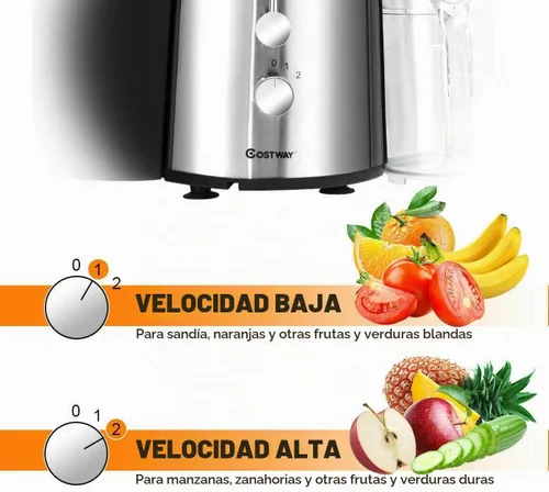 Vista 5 de COSTWAY Extractor de jugo, máquina exprimidora de acero inoxidable de boca ancha de 2.953 in, ajuste de 2 velocidades, máquina exprimidora de alta
