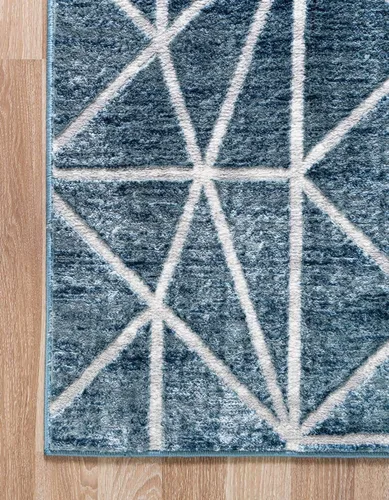 Vista 8 de Unique Loom Matrix Trellis Collection - Alfombra geométrica (2 pies x 6 pies 1 pulgada, azul/azul claro)