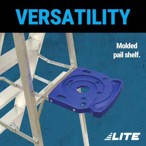 Vista 3 de LITE Escalera de aluminio de 4 pies con bandeja de herramientas, capacidad de carga de 250 libras, tipo I, LP-2111-04