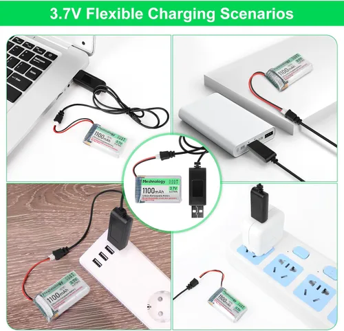 Vista 5 de 2 unids 3.7 V 1100 mAh Li batería con cargador USB 102540 1S LiPo batería con placa de protección cinta de goma aislada y micro JST 1.25 enchufe