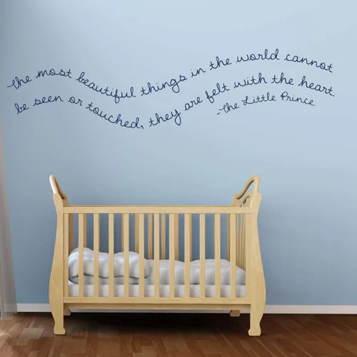 Vista 6 de Calcomanía de pared para cuarto de bebé, fieltro con el corazón, decoración de pared de vinilo con el principito para habitación del bebé