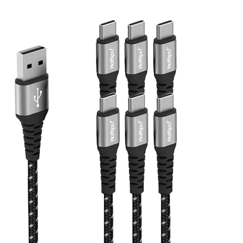 Vista 11 de Hottips! Cable USB C de 4 pies, paquete de 2 cables de carga rápida tipo C de fibra de aramida trenzada duradera 3A, compatible con Android, Samsung