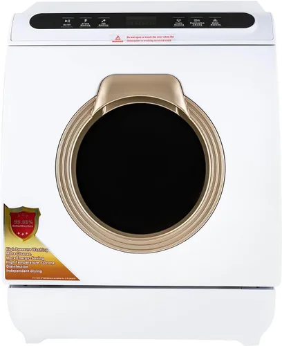 Lavavajillas de encimera de 900 W con tanque de agua integrado de 7 L, 5 programas y rociador doble de 360°, lavavajillas portátil compacto para