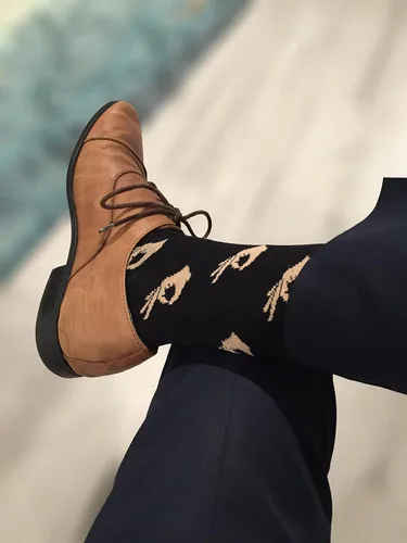 Vista 4 de Balanced Co. calcetines de vestir con diseño del juego del círculo, calcetines de algodón, estilo informal, divertidos