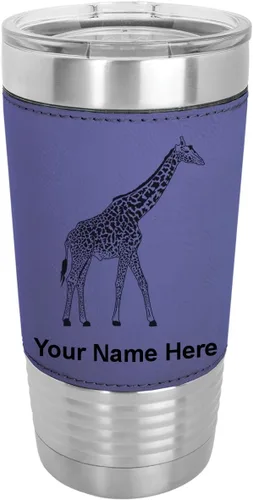 Vista 19 de LaserGram Vaso aislado al vacío de 20 onzas, jirafa, grabado personalizado incluido (piel sintética, estilo béisbol)