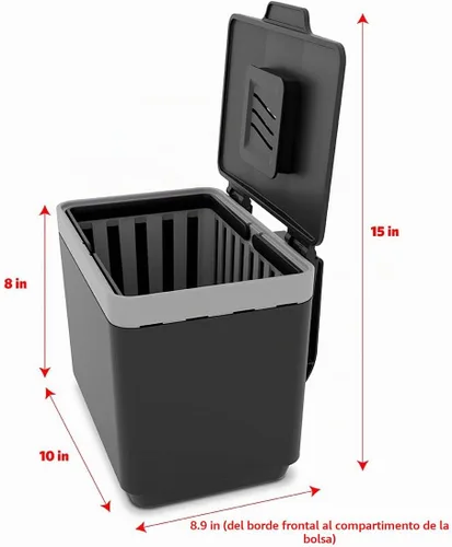 Vista 6 de GLAD Contenedor de abono para cocina, 1.5 galones, recipiente de plástico con cesta interior extraíble, soporte de almacenamiento de bolsas