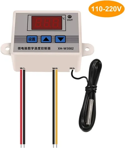 Vista 2 de Controlador digital de temperatura XH-W3002, 2 unidades, -50 a 230.0 °F, termostato de refrigeración de calefacción programable, pantalla LED