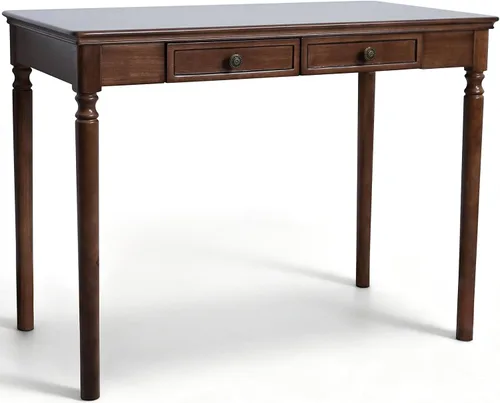 Vista 12 de Escritorio de madera maciza con cajones, escritorio de computadora de madera para oficina en casa, escritorio de estudio de juegos para espacios