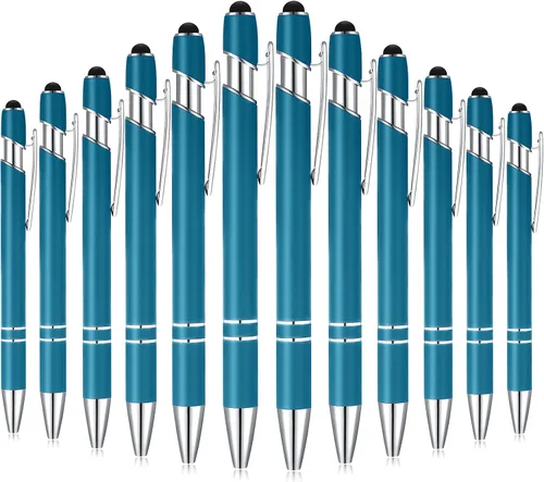 Vista 23 de Tenare 12 piezas 2 en 1 bolígrafo de metal con punta de lápiz capacitivo, bolígrafo de 1,0 mm de tinta negra para pantallas táctiles (color surtido)