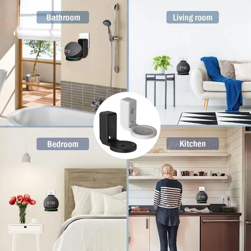 Vista 6 de BEWZI - Soporte de pared para Amazon Echo Dot 5ª generación (versión 2022) con almacenamiento de cables, fácil de instalar y ahorra espacio