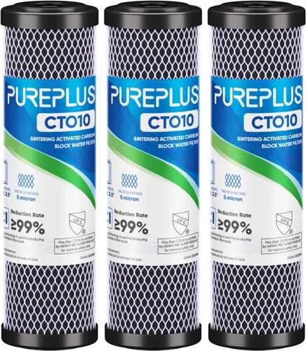 Vista 10 de Cartucho de filtro de agua de carbono CTO de 5 micrones de 2.5 x 10 pulgadas para toda la casa para sistema de filtro de agua debajo del fregadero