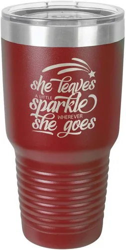 Vista 19 de SHE LEAVES A LITTLE SPARKLE WHEREVER SHE GOES Vaso negro de 30 onzas con popote y tapa superior deslizante Taza de viaje de acero inoxidable
