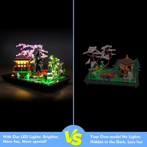 Vista 7 de LocoLee Kit de luces de control remoto compatible con Lego Tranquil Garden 10315 Zen Garden (solo luces, sin modelos) Juego de iluminación RC